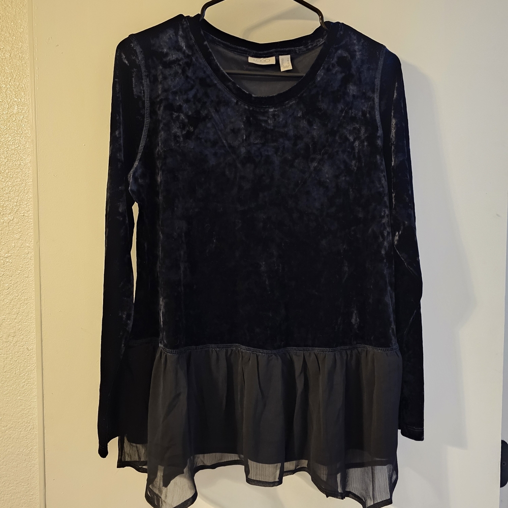 LOGO Black Velvet Women's Top Whimsy Goth Size Small